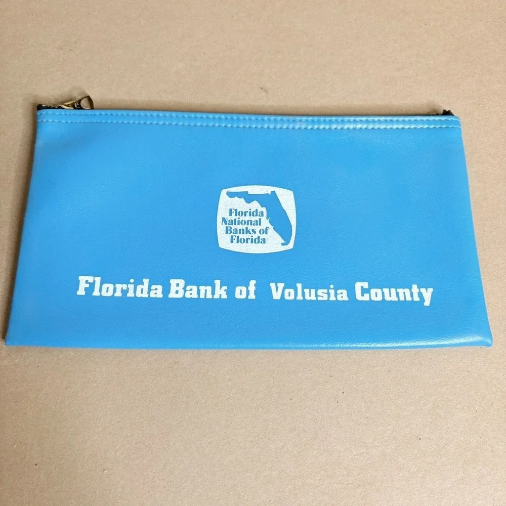 Vintage Florida Bank of Volusia County Zipper Deposit Bag FDIC Advertising